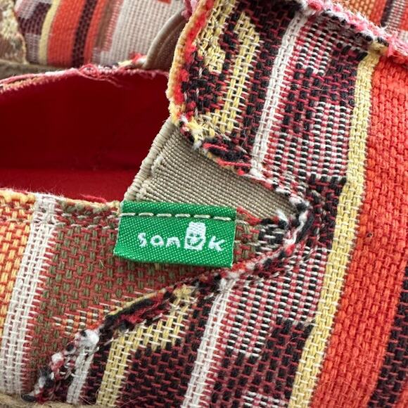 Sanuk Espadrile Slip-On Woven Aztec Southwestern Beach Jute Trim Sole Flats -SZ7 - Picture 4 of 7